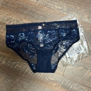 NWT Victoria’s Secret Body by Victoria hiphugger blue sparkle mesh lace panty M